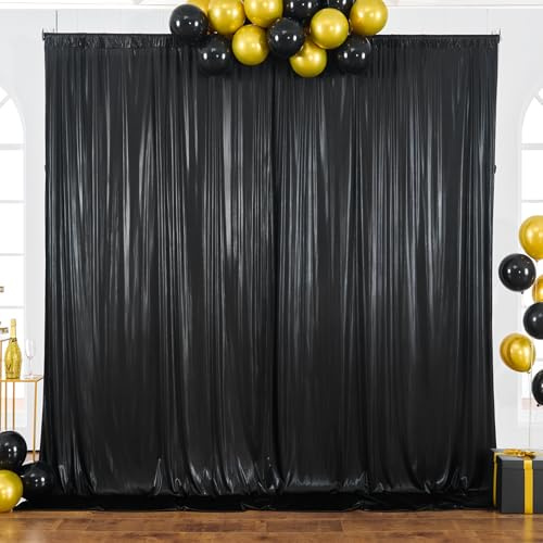 10x10ft Black Backdrop Curtains Wedding Party Glitter Sequin Curtain Backdrop Fabric Shimmer Drapes Backdrop Bridal Baby Shower Birthday Christmas Photoshoot Background Photography 5x10FT，2 Panels