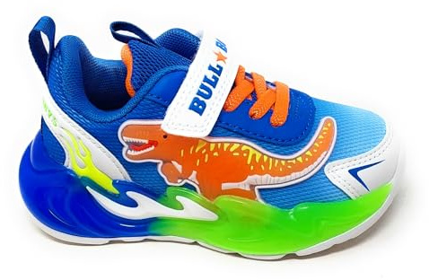 Bull Boys DNAL5117 Jurassic Rex Kinderschuhe zum Abreißen mit Leuchten, Royalblau, Dinosaurier-Motiv T-Rex, Dämpfung, Königsblau, 31 EU