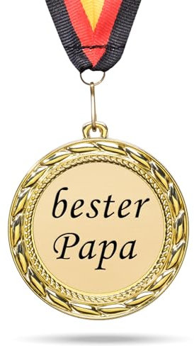 andSmile Medaille mit Gravur - Bester Papa - Orden aus hochwertigem Metall - Vatertagsgeschenk, Geburtstagsgeschenk für Väter - Bester Papa Geschenke zum Geburtstag & Weihnachten