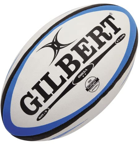 Gilbert Men's Omega Match Rugby Ball - Blue/Black, Size 4