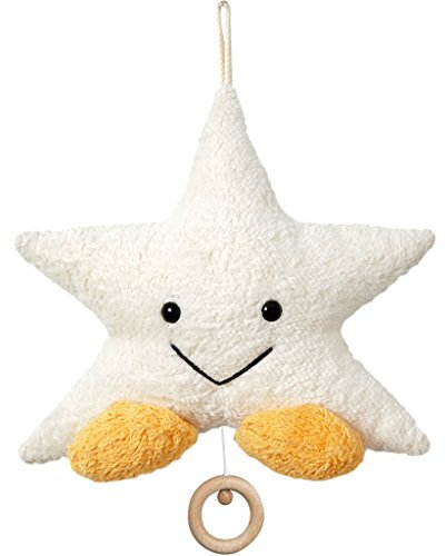 Efie Bio-Spieluhr Stern mit Füßen – 100 % Bio-Baumwolle (kbA), Schurwolle-Füllung (kbT), GOTS-zertifiziert – handgefertigt in Deutschland - Melodie (Weißt du wieviel Sternlein stehen)