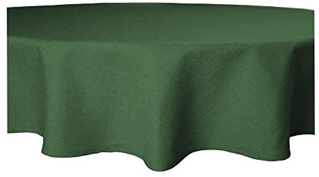 Tischdecke dunkelgrün 140 cm Ø rund Struktur Mitteldecke Leinen-Optik beschichtet Wasser und Schmutz abweisend Lotuseffekt