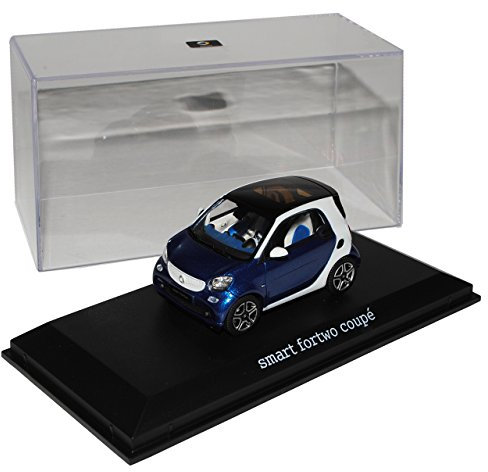 Norev Smart ForTwo Coupe C453 Blau mit Weiss Ab 2014 1/43 Modell Auto mit individiuellem Wunschkennzeichen