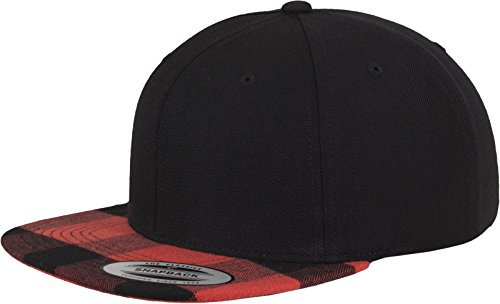 Flexfit Unisex Hat Checked Flanell Peak Snapback M tze, Blk/Red, Einheitsgröße EU