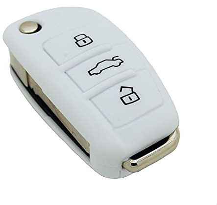 Générique Housse de clé en Silicone pour Audi A1 A2 A3 A4 A5 3 Boutons Blanc