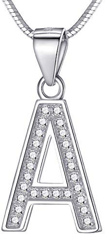 Morella Damen Buchstabenhalskette Halskette und Anhänger Buchstabe A aus 925 Silber rhodiniert 45 cm lang