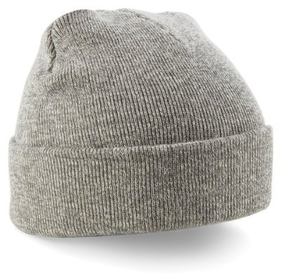 Beechfield Unisex Turn-up Beanie Baseball Cap, Grey (Heather Grey), Einheitsgröße