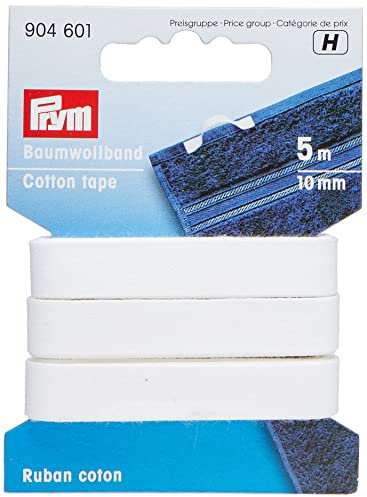 Prym Consu 904601 Baumwollband, Cotton, Weiss, 10 mm, 5 m, KTE