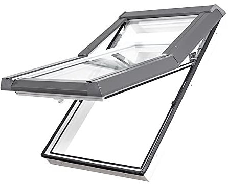 Skylight Premium Dachfenster mit Dauerlüftung PVC 55 x 98 mit Eindeckrahmen