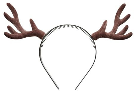 W WIDMANN MILANO Party Fashion 9538D - Beflocktes Rentiergeweih, Accessoire, Haarschmuck, Kopfschmuck, Weihnachten, Karneval, Fasching, Mottoparty