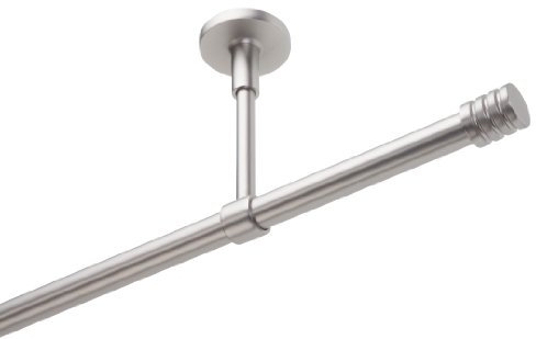 DécoProfi Gardinenstangen Chrom Matt 1-läufig Ø 16 mm L: 240 cm I Endkappe mit RilleGardinen/Vorhangstange im Set I Inklusive Träger, Befestigung und Endstücke I Decken- oder Wandbefestigung