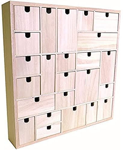 EVOC Artemio Adventskalender zum Dekorieren, geometrisches Muster, Holz, 40 x 40 x 6,5 cm