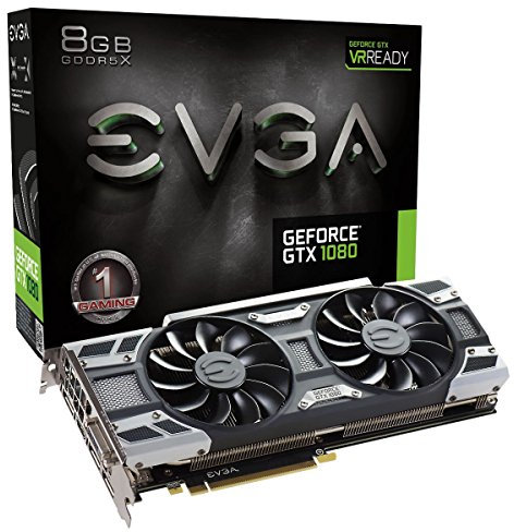 EVGA GeForce GTX 1080 Founders Edition, 8 Go GDDR5X, LED, DX12 OSD Support (PXOC) Carte Graphique 08G-P4-6180-KR REF Real Boost Clock: 1733 MHz Noir/Gris