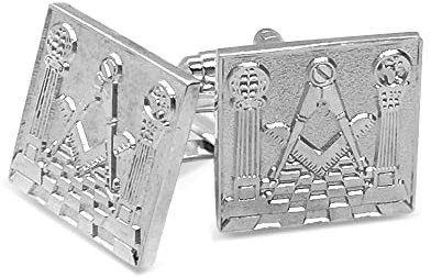 Manschettenknöpfe Freimaurer, Silberfarben, Einheitsgröße, Messing, Versilbert
