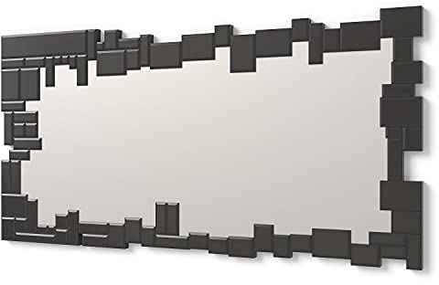 DekoArte E025 - Miroirs Muraux Décoratifs Et Modernes | Décoration De Miroirs pour Votre Salon, Chambre, Entrée, Couloir | Grands Miroirs Rectangulaires Sophistiqués Couleur Noir | 1 Pièce 140x70 cm