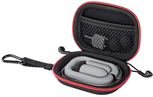 Thomson In-Ear-Kopfhörer Tasche mit Kabel-Aufwickler (robustes Hard-Case zur Ohrhörer-Aufbewahrung, 2-Wege-Reißverschluss, Zubehör-Netzfach, Karabinerhaken, Innenmaß 6,5x 8,6x 2 cm) rot/schwarz, 00132510
