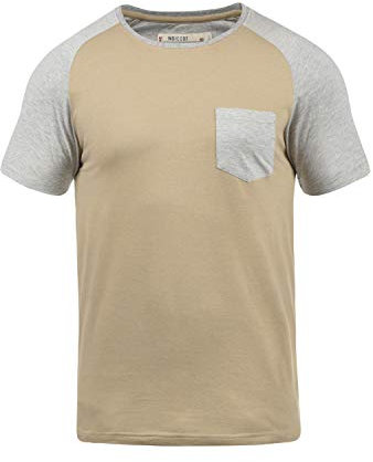 Indicode IDGresham Herren T-Shirt Kurzarm Shirt mit Rundhals-Ausschnitt Brusttasche Baumwollmischung Regular fit, Größe:L, Farbe:Sand (037)