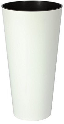 Vaso fioriera per piante Tubus Slim Shine altezza 57 cm, colore: bianco