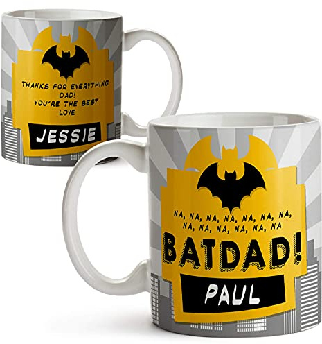 KRAFTYGIFTS Personalised BATDAD Mug Batman Superhero Best Dad Cup KM31