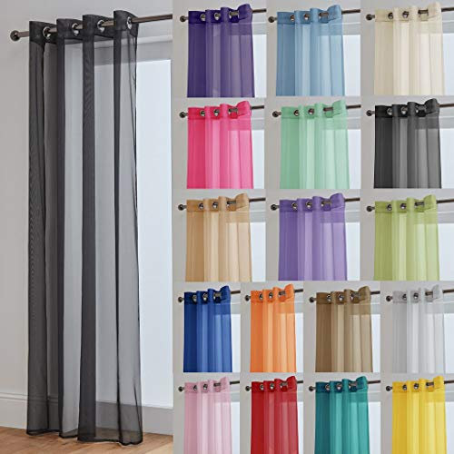 John Aird Lucy Voile Curtain - Eyelet - 1x Curtain Panel (Dark Grey, 58 Wide x 90 Drop)