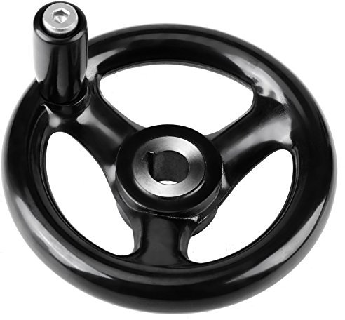 Garosa Hand Wheel, Black Round 3 Spoke Hand Wheel Three Hand Wheel Plastic Machine Hand Wheel with Revolving Handle 12 * 100mm for Lathe Industrial Milling Machine