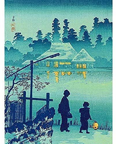 Wee Blue Coo Takahashi Shotei Japanese House Lake Unframed Wall Art Print Poster Home Decor Premium japanisch Haus See Wand Zuhause Deko