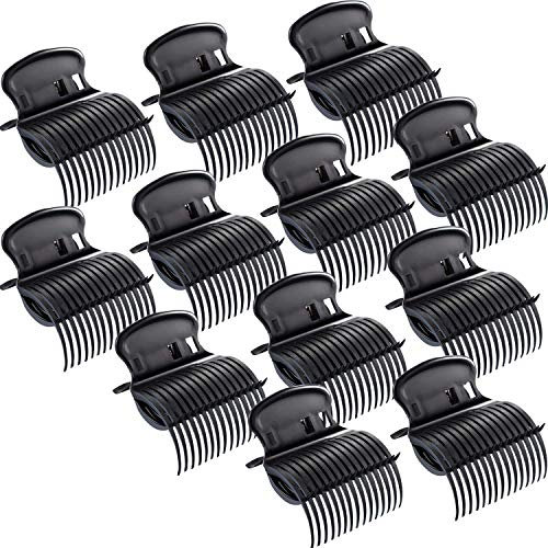 POFET 12 Stück Hot Roller Clips Lockenwickler Klauenclips Ersatz Roller Clips Für Frauen Mädchen Haar Abschnitt Styling - Schwarz