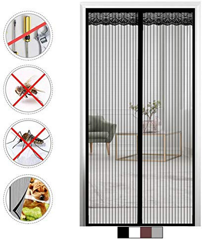 GUOGAI Zanzariera Magnetica Finestre 150x200cm(59x79inch) Zanzariere a Rullo Chiusura Automatica Magnetica Anti-Zanzare per Casa Ufficio, Nero