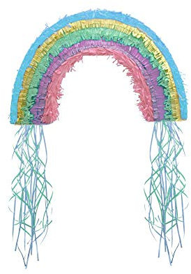Amscan 9904316 - Pull-Pinata Rainbow & Cloud, Größe 48,5 x 43,3 x 6,8 cm, aus Papier/Plastik, befüllbar mit kleinen Geschenken oder Süßigkeiten, Kindergeburtstag, Mottoparty