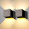 2 Stück Wandleuchte aussen Innen LED Wandlampe aussen modern Schwarz 20W warmweiss 3000K IP65 Wasserdicht quadratisch Aluminium Wandleuchte Passen Sie den Lichtwinkel an Design Einfache Installation