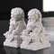 QMZDXH EIN Paar Fu FOO-Hunde Statue, Feng Shui Fu Dog Dekoration, Chinesisches Traditionelles Glücksverheißendes Tier-weiße Marmor-Jade Guardian Wehren Schlechte Energie