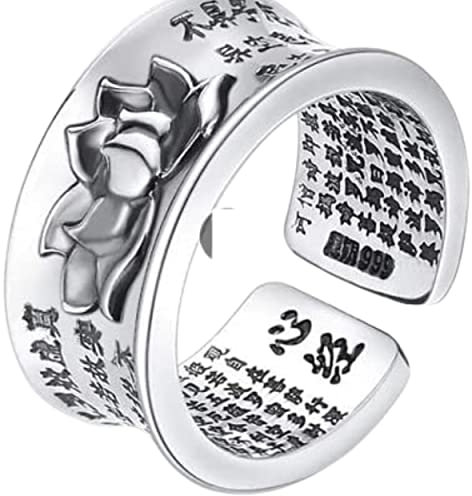 Ring Sutra du Lotus aus Silber, verstellbar, Vintage