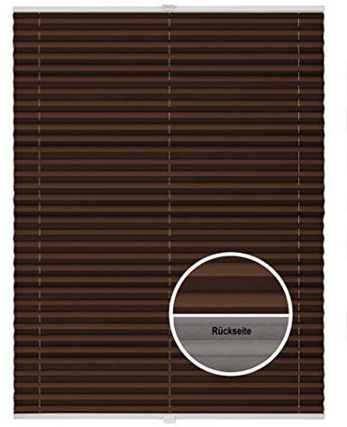 ondeco Plissee Thermo ohne Bohren mit Klemmträger,Sonnenschutz für Fenster innen, lichtschutz und Blickdicht, Faltrollo Sichtschutz für Tür, Jalousie Rollo leicht verdunkelnd Dunkelbraun 75x210 cm