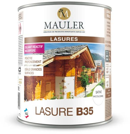 MAULER - Lasure B35 - 5L - Satiné incolore - Pénétre et Protége les boiseries extérieurs contre l'humidité