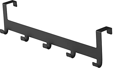 ACAZA Türgarderobe, Türhaken zum Einhängen, Garderobenleiste mit 5 Haken, Handtuchhalter ohne bohren, Garderobenhaken aus Metall, schwarz, 44 x 10 cm