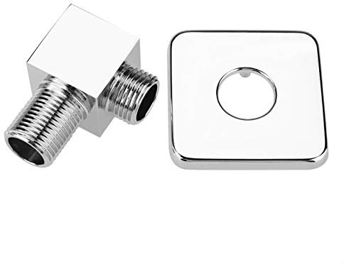 Gomito di Uscita per Doccia, G1/2 Connettore per Tubo Doccia Quadrato Cromato, Ottone Massiccio Connettore per Tubo dell'Acqua Bocca Erogazione Gomito Uscita Parete