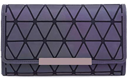 FZChenrry Geometrische Lange Brieftasche und Geldbörse - Mode Leuchtend Trifold Gitter Geldbörse Brieftaschen für Damen (QB-12-d05)