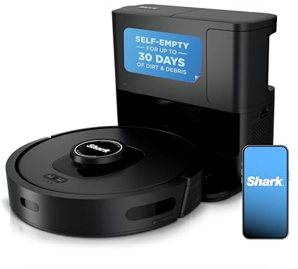 Shark AV2501S AI Ultra Robot Vacuum, with Matrix Clean, Home Mapping, 30-Day Capacity HEPA Bagless Self Empty Base, Perfect for Pet Hair, Wifi, Dark Grey