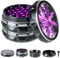 Clear Top Herb Grinder Metal Large 2.5'' Large 4-Part, Aluminum Alloy Spice Grinder with Pollen Catcher (Black Purple)