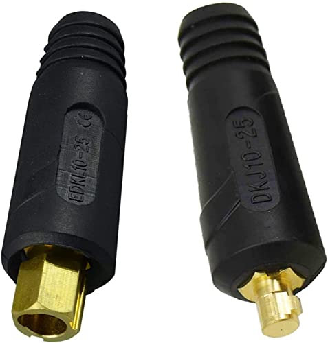 RIVERWELD WIG-Schweißkabel Einbaustecker Buchse DKJ10-25 & EDKL10-25 200Amp Schnellkupplung Schwarz 2 Stück