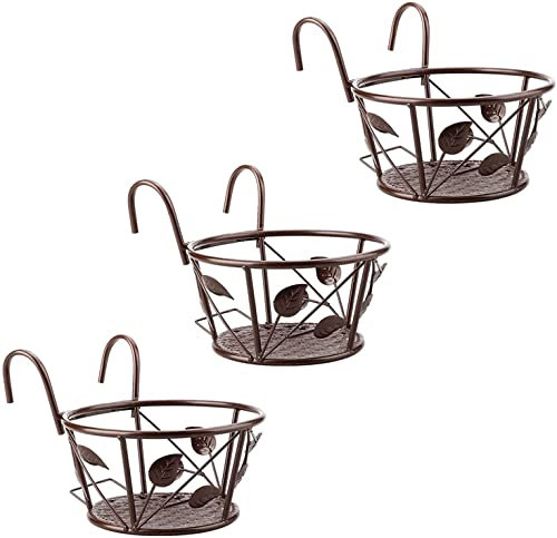 3 Stück Metall Blumentopfhalter Eisen Blumenregal Blumentopf zum Aufhängen mit Haken für Blumentöpfe Hängeländer Pflanzgefäße Blumentopf Halterung für Garten Balkon Zaun Indoor Outdoor Topfhalter
