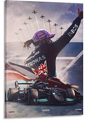 Shenywell Wanddeko Poster Lewis Hamilton F1 Racing Car Racer 1 Sport Gemälde für Schlafzimmer Heimdekoration Wohnzimmer 50x70cm Kein Rahmen