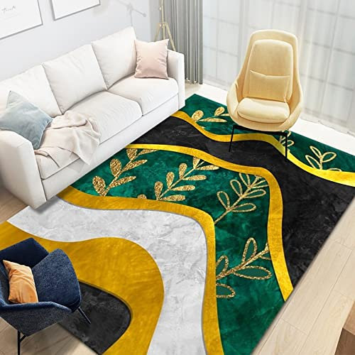 DJHWWD Teppich Eingangsbereich grün Dekoration Schlafzimmer Teppich dunkel Geometrischer Wohnzimmerteppich Schlafzimmer Waschbar 300x400cm Kinderteppich Klein Teppich Für Allergiker