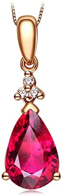 Rose Gold Diamond Chain, Boho Necklaces for Women Pear Shape Tourmaline 1.15ct Fl 11X20Mm Engagement Gifts for Women