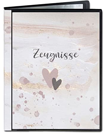 Minilino Zeugnismappe 20 Premium Klarsichthüllen A4 [SCHUTZ UND AUFBEWAHRUNG VON ZEUGNISSEN] Dokumentenmappe für Unterlagen in der Grundschule | Ordner für Zeugnisse (Aquarell rosa)