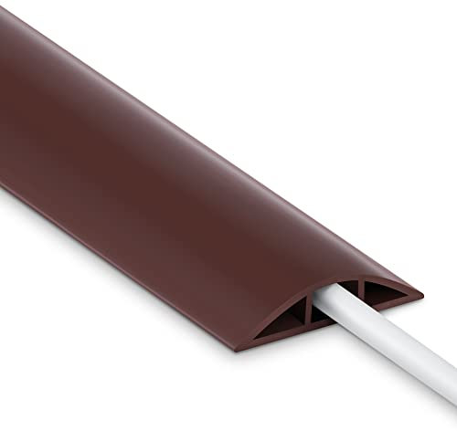 LZEOY 4FT Cord Cover Floor, Extension Brown Cord Hider Floor, Power Cable Cover Cord Protector, Soft PVC Wire Covers for Cords, Cable Management Hide Cords - Cavity: 0.47 (W) x 0.24 (H)