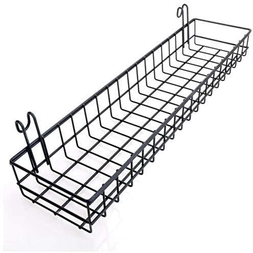 Graootoly Panier pour panneau de grille murale en métallique, panier de rangement multifonction et de présentation, 40 x 10 x 5 cm, peint en noir