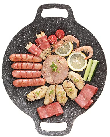 Everyday Round Die Casting Aluminum Grill Pan, Griddle Nonstick Stove Top Grill Pan,Gas for Induction Cooker Healthy-Eco Non-Stick Coating (34cm)