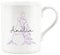 Personalised Bone China Mug - Floral Pink Letter A - Small Coffee Tea Mug Gift Present