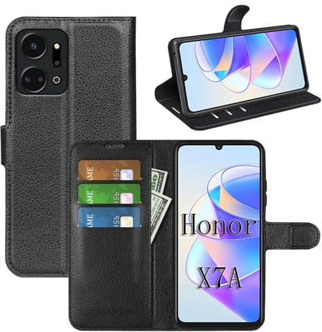betterfon Hülle für Honor X7A Handyhülle Klapphülle Schutzhülle PU Leder mit [Standfunktion] [Kartenfächern] in Schwarz